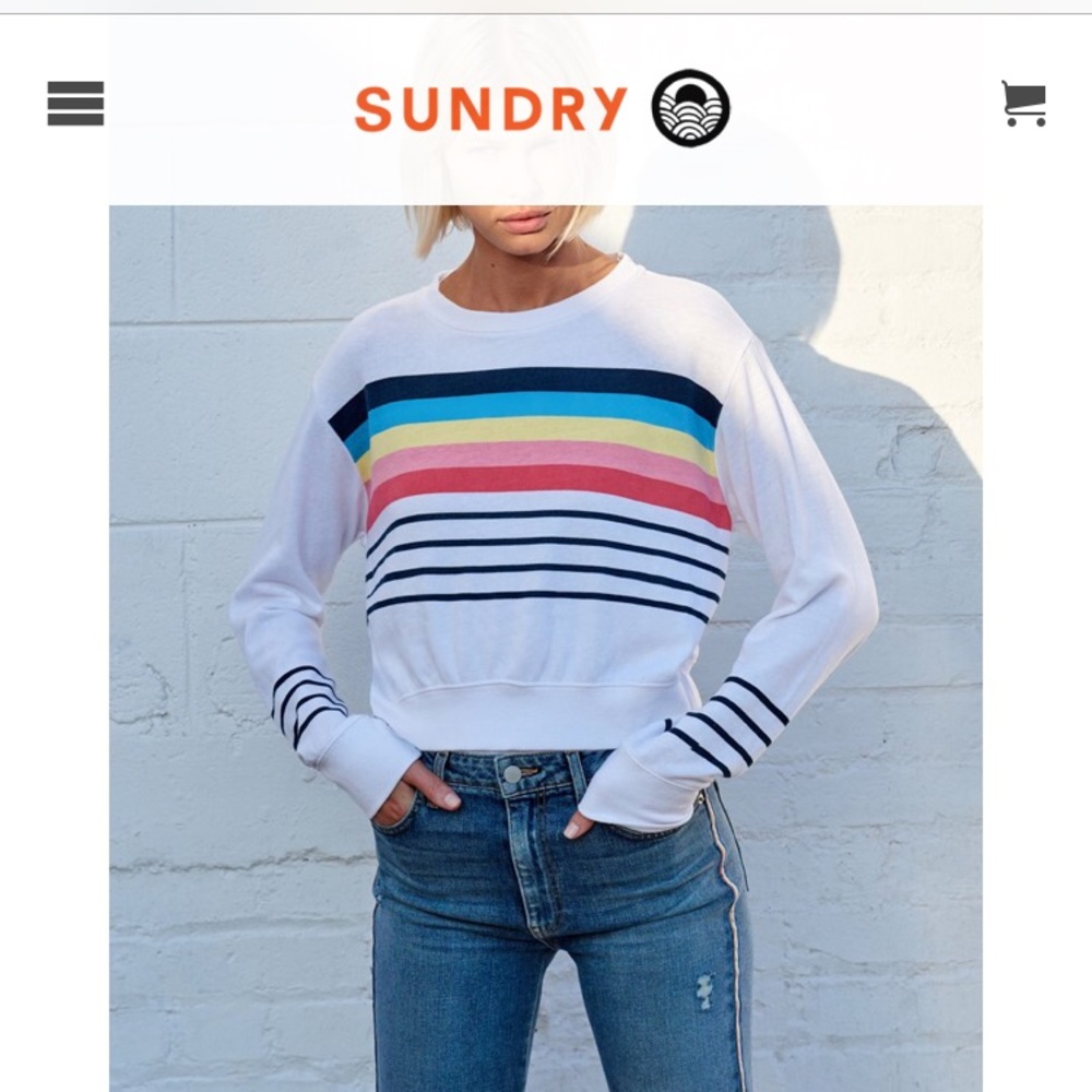 🌈 Sundry Rainbow Stripes Crop Sweatshirt 🌈